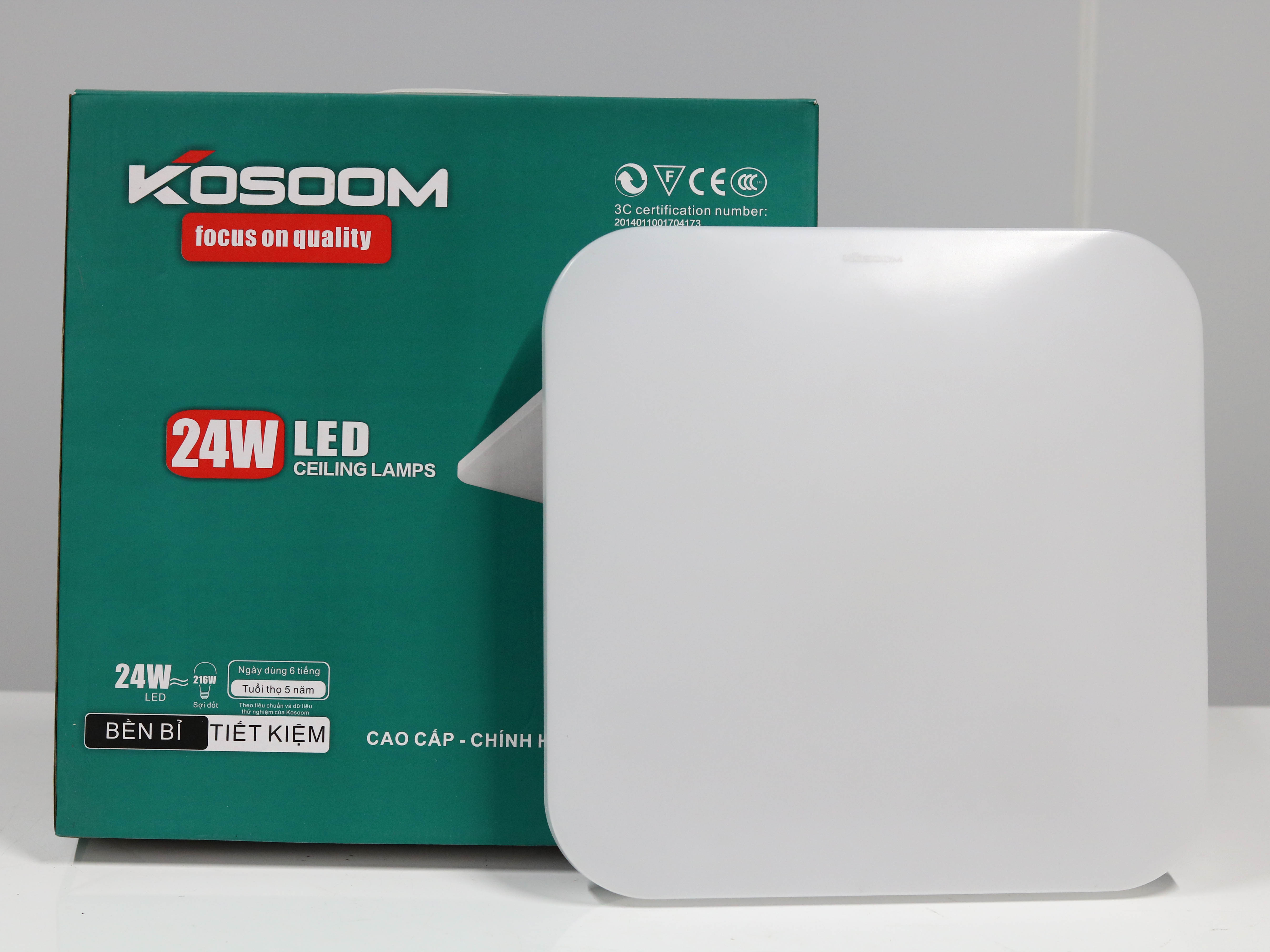 Đèn LED Ốp Trần Ánh Trăng Vuông Kosoom Tràn Viền Công Suất 24W  Ánh Sáng Trắng