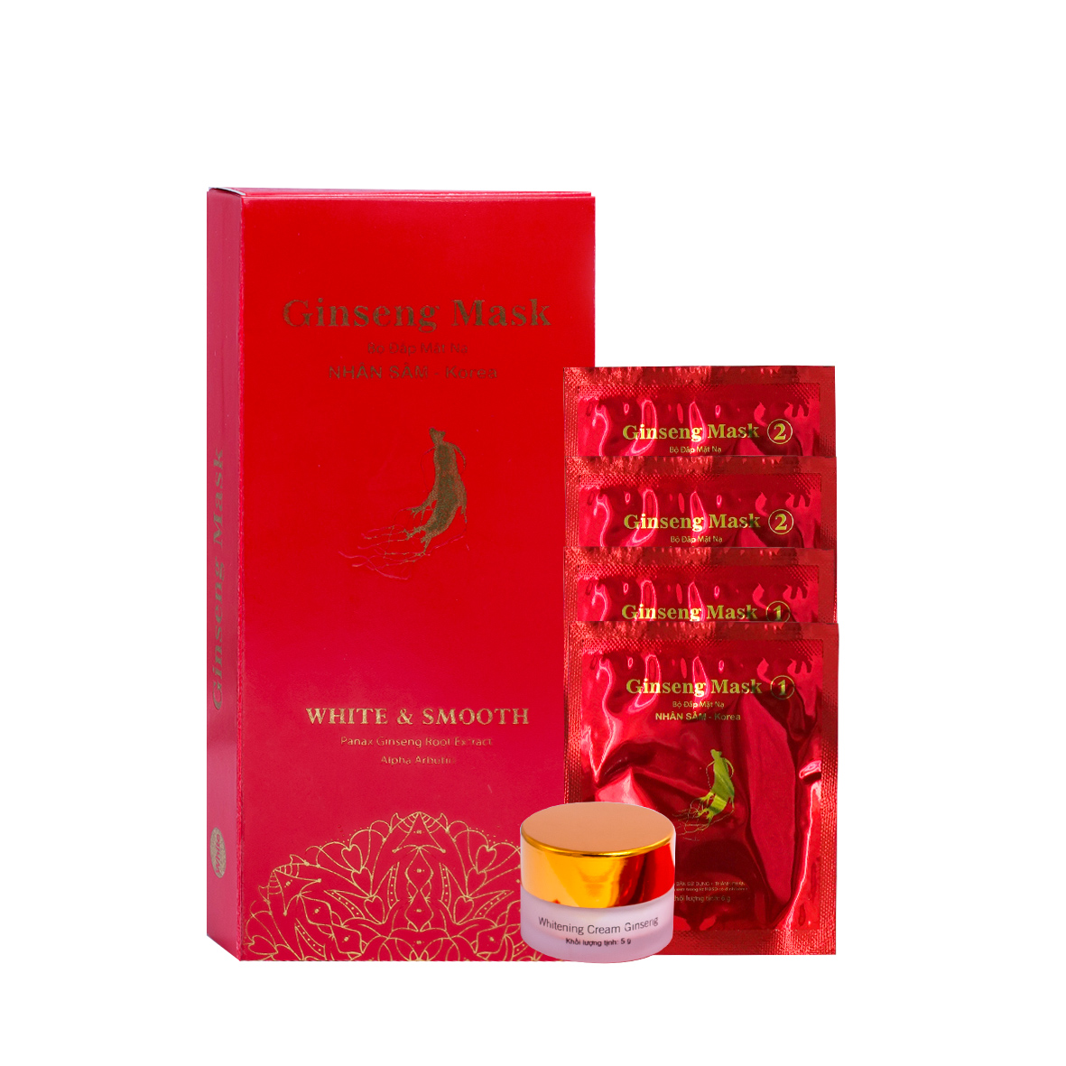 Bộ đắp mặt nạ Nhân Sâm - White & Smooth Gingseng Mask - Xinh đẹp tự nhiên