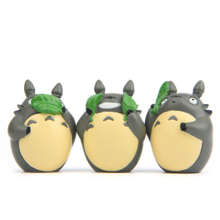 KHO-HN * Mô hình Totoro Không nghe, Không thấy, Không nói dùng trang trí bàn làm việc, tiểu cảnh, móc khóa, DIY