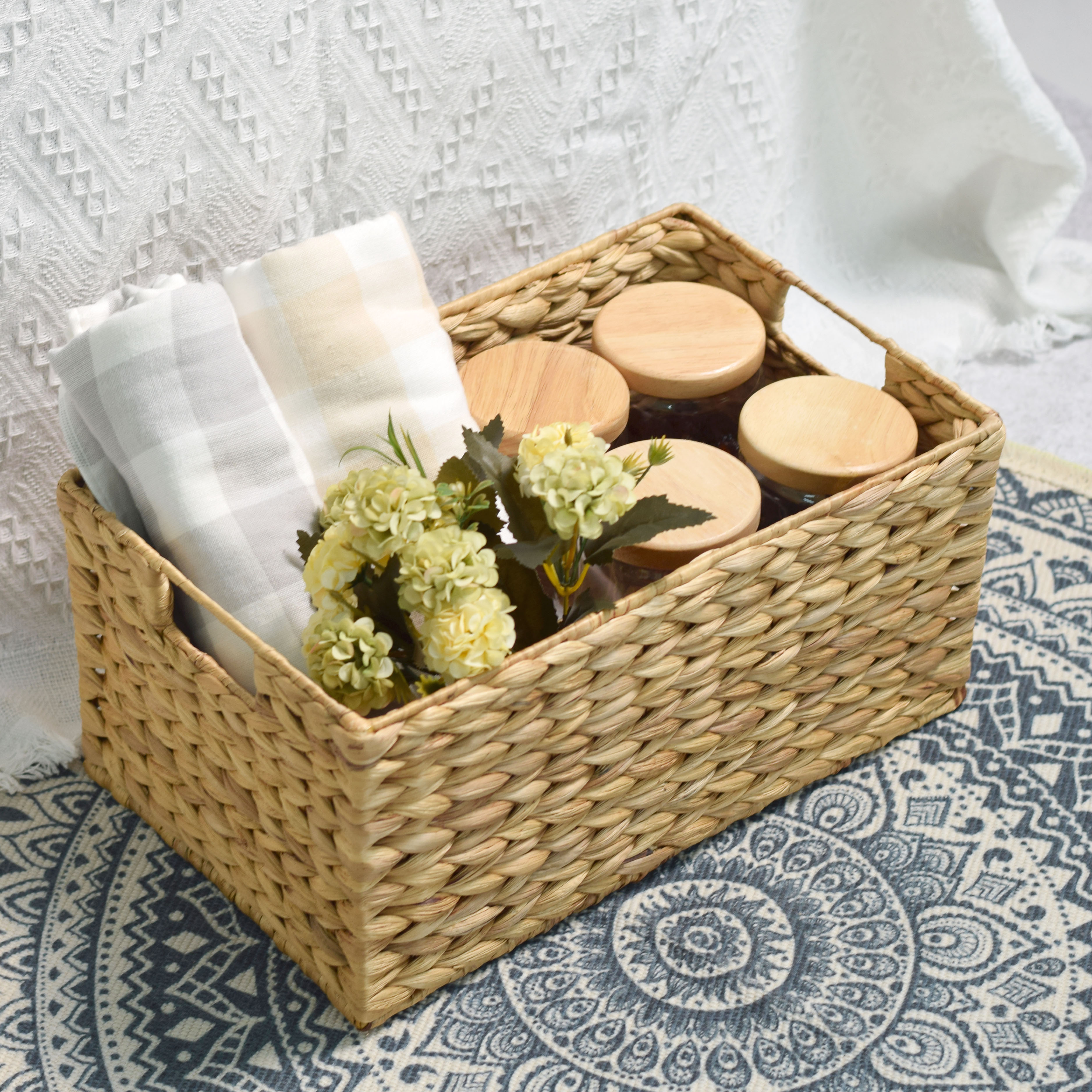 Lubihandicraft - Sọt đựng đồ lục bình hình chữ nhật bộ 3 - set basic