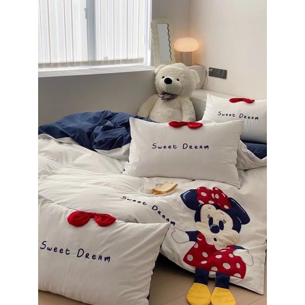 Bộ Chăn Ga Gối Cotton Linen Disney Hàng Nhập Khẩu Cao Cấp 5 Món Cho Bé Trai và Gái