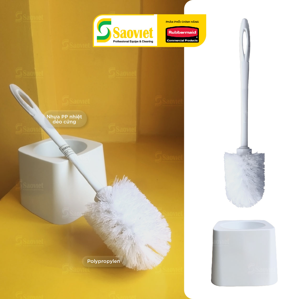 Bộ Đế Đựng Và Cọ Toilet RUBBERMAID USA - SKU: FG631000WHT/FG631100WHT | SAOVIETCO