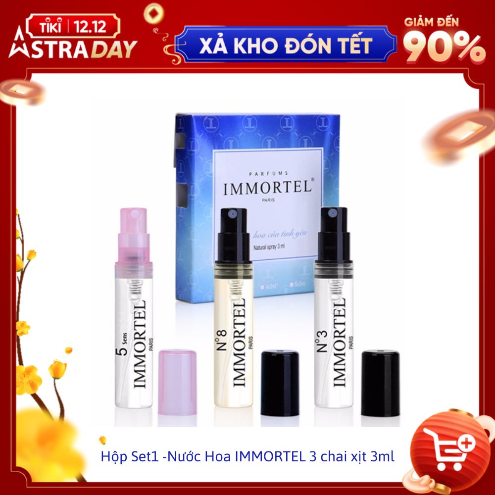 Nước Hoa IMMORTEL PARIS - Hộp Set1-3 chai xịt 3ml : ( 5Sens, No8, No3 ) - Eau De Parfum