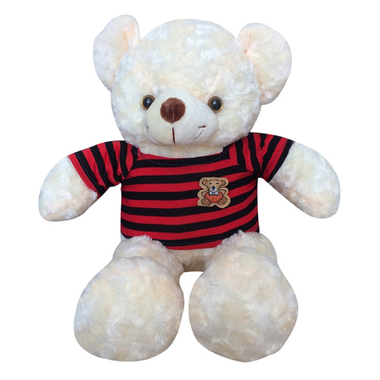 Gấu bông cao cấp Teddy áo thun màu nâu Size 50cm (Trắng)