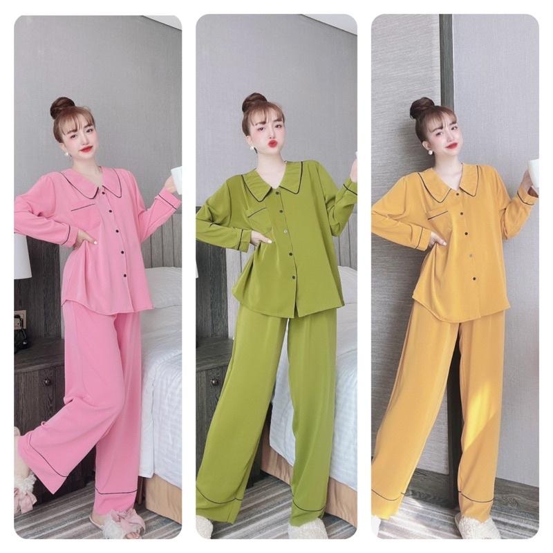 Đồ Bộ Mặc Nhà Nữ, Bộ Pizama Bigsize Nữ, lụa Mango, quần có túi, Freesize 40_70kg, tuỳ chiều cao