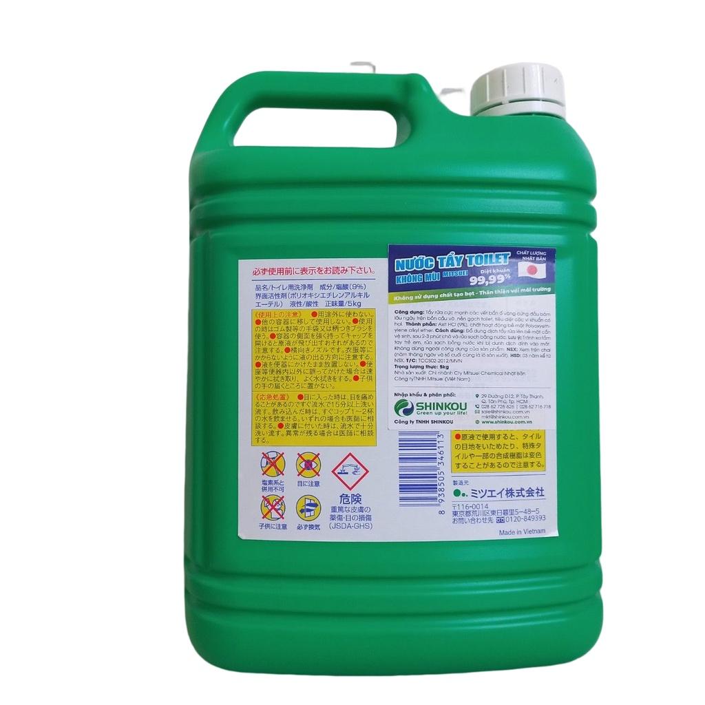 Nước Tẩy Rửa Toilet Mitsuei KHÔNG MÙI Can Lớn 5KG, Hàng Nội Địa Nhật Bản, Tẩy Cực Mạnh, Diệt Khuẩn & Khử mùi hôi toilet.
