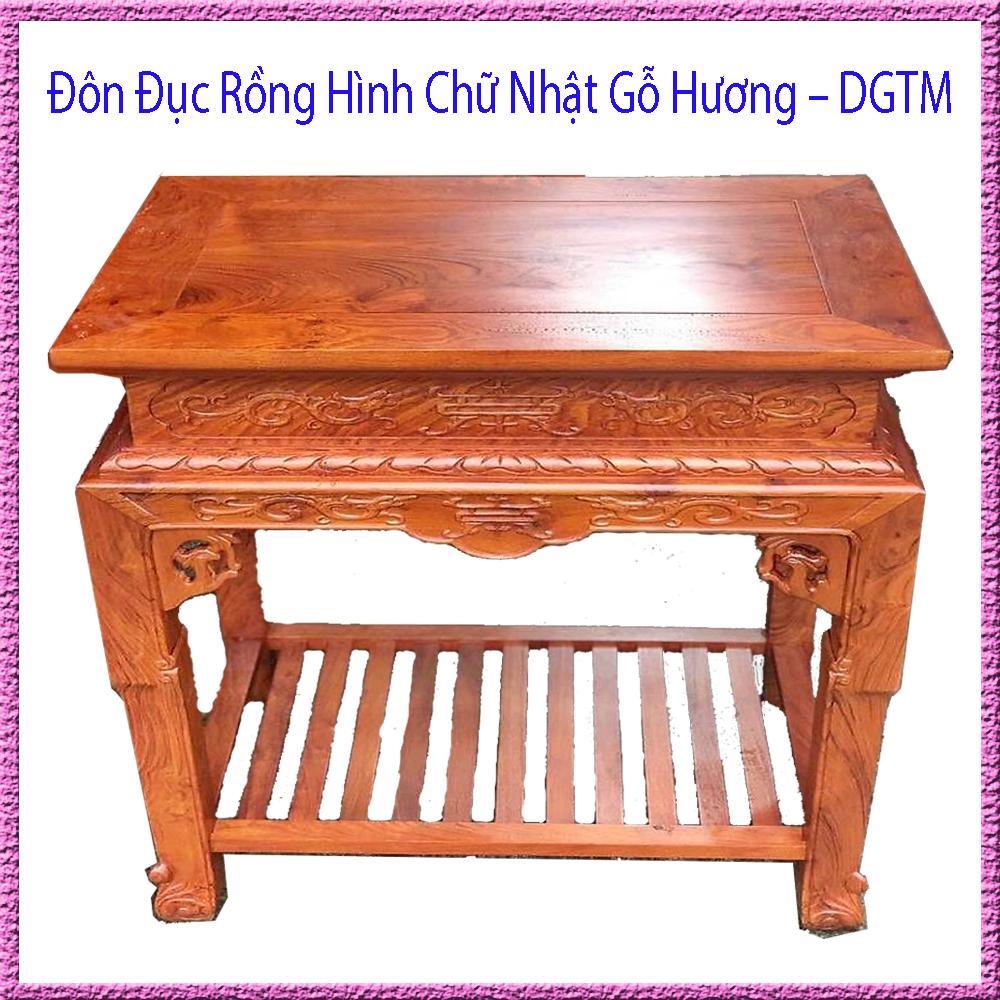 Đôn Đục Rồng Hình Chữ Nhật Gỗ Hương, Bàn Bày Đồ