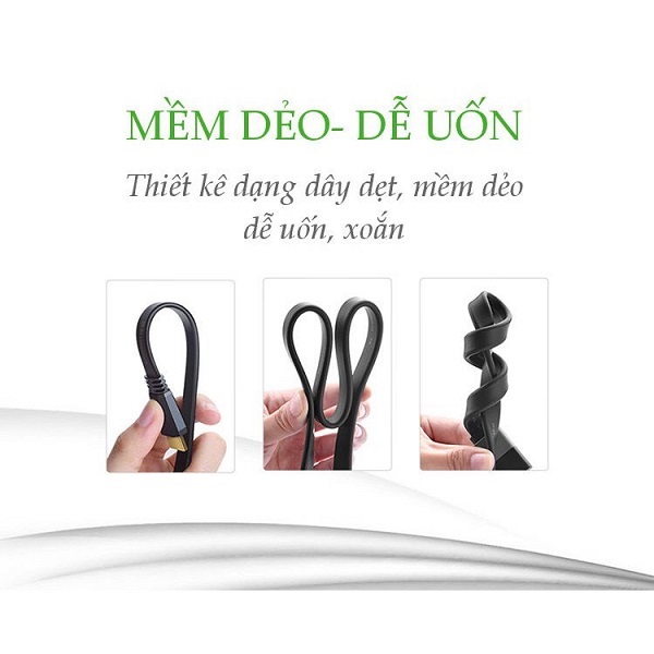 Cáp HDMI Dẹt 2m Lõi Đồng Hỗ Trợ 3D/4K Ugreen - Hàng chính hãng