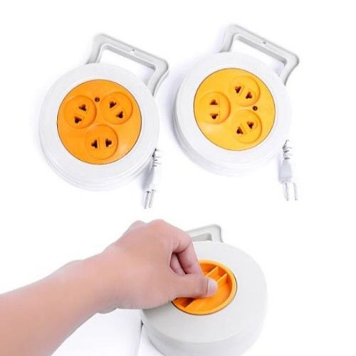 Ổ cắm điện quay tròn thu gọn kéo dài dây 3 lỗ phích cắm 8m, xoay rút dây 2 chấu chịu tải chống giật đa năng