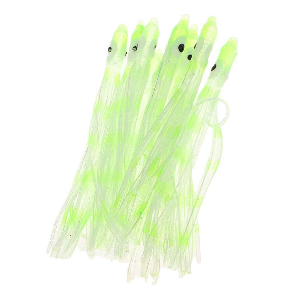 30pcs Artificial Squid Skirts Lures Saltwater Trolling Baits Green/Brown