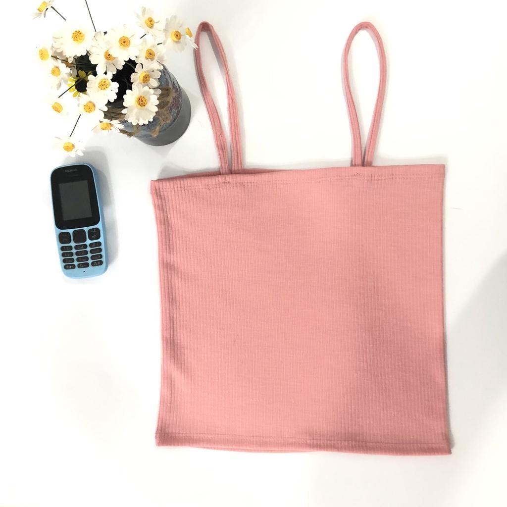 Combo 2 Áo Thun 2 Dây Sợi Bún Croptop Mặc Tôn Dáng Cực Chuẩn