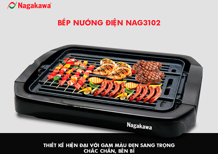 Bếp Nướng Điện 2 Mặt Nagakawa NAG3102 - Hàng Chính Hãng