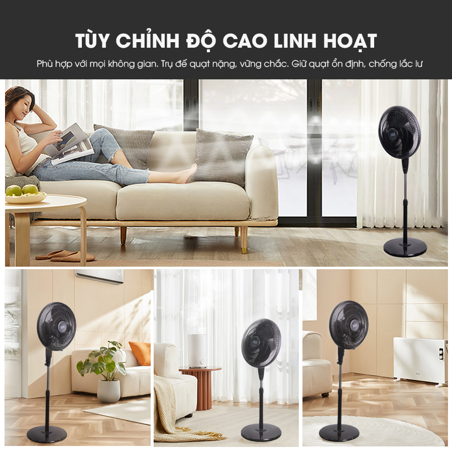 Quạt điện, quạt cây LEBENLANG LBL1862 chính hãng Đức, công suất 45W, bảo hành 2 năm - hàng chính hãng