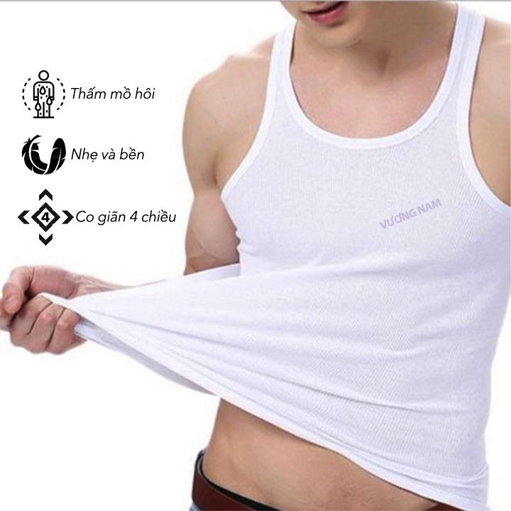 Áo lót nam cotton 3 cái hanoisimex ba lỗ sát nách trắng thấm hút mồ hôi tốt