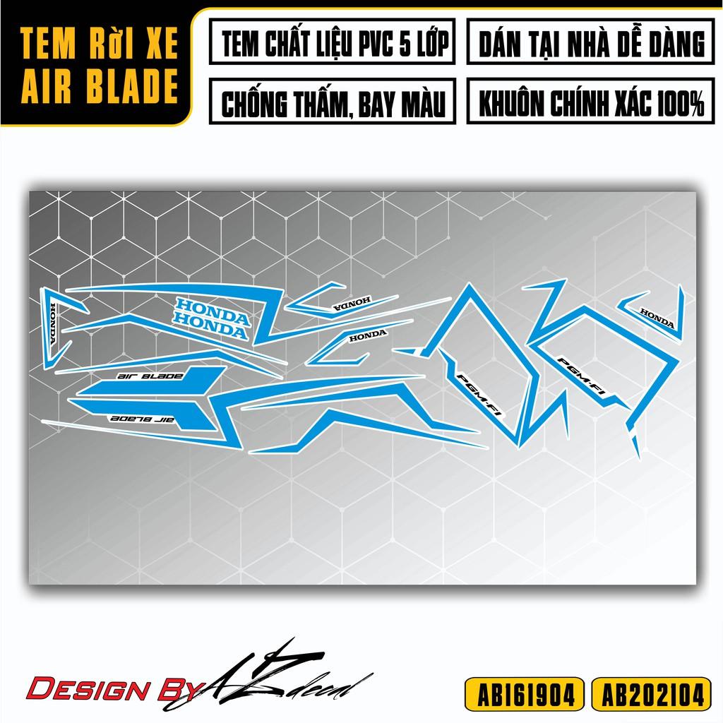 Tem Xe Airblade Mẫu Tem Chỉ Mới Nhất | AB04 | Decal AB Chất Liệu PVC Chống Nước, Bền Màu, Dễ Dán Tại Nhà - Xanh,Air Blade 2020- 2021