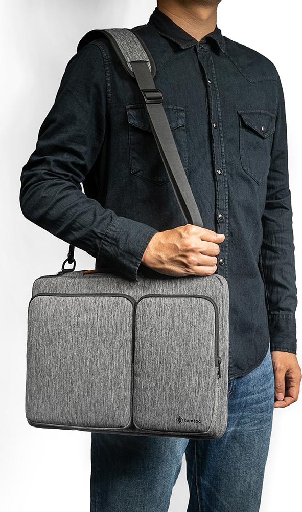 TÚI ĐEO TOMTOC 360* SHOULDER BAGS MACBOOK PRO 15″/MACBOOK 16″ GRAY- HÀNG CHÍNH HÃNG