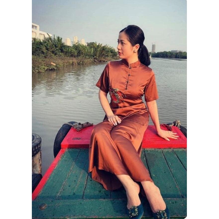 Set bộ lam đi chùa nữ lụa kiểu mới