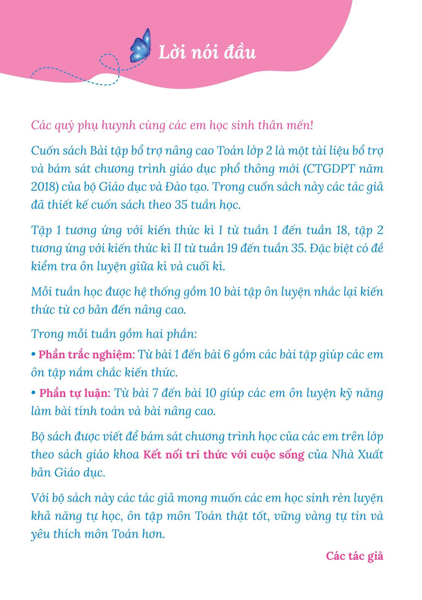 Bài Tập Bổ Trợ Nâng Cao Toán Lớp 2 - Tập 1 (Bám Sát SGK Kết Nối Tri Thức Với Cuộc Sống)