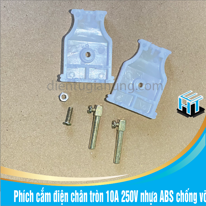 Combo 2 cái Phích cắm điện chân tròn 10A 250V nhựa ABS chống vỡ