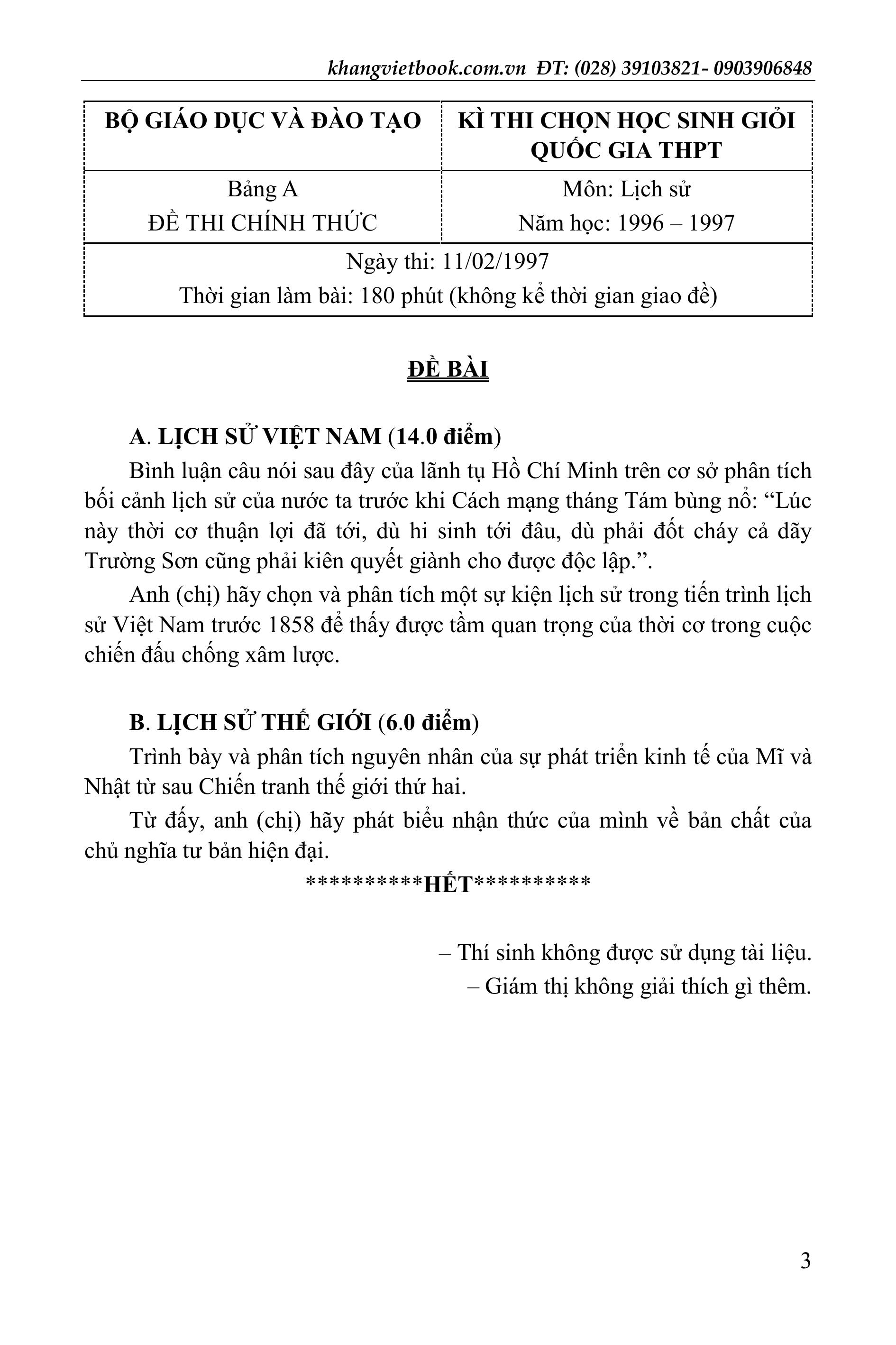 Sách - Tinh Tuyển Những Bài Đoạt Giải Quốc Gia Môn Lịch Sử (Dùng Chung Cho Ba Bộ Sách Khối THCS Và THPT)