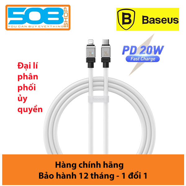 Cáp sạc nhanh, truyền dữ liệu PD 20W, Ba-se-us CoolPlay Series Fast Charging Cable Type C to Lai-nin PD 20W với thiết kế chắc chắn và bền bỉ và hỗ trợ công nghệ Power Delivery - Hàng chính hãng