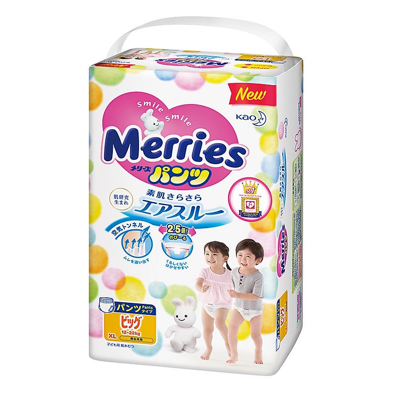 Combo 2 Tã quần Merries XL38 tặng khăn tắm sợi tre hình thỏ đáng yêu và đồ chơi tắm Toys House