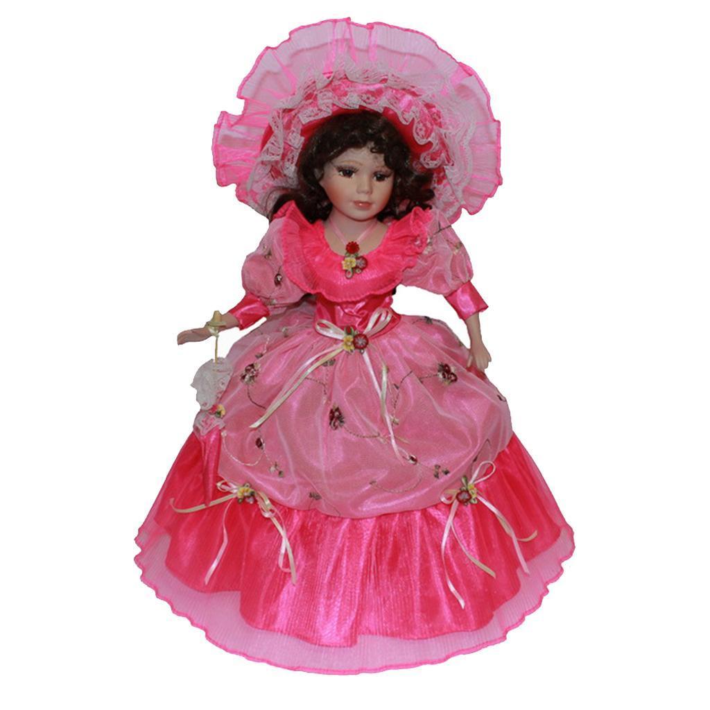 40cm Retro Porcelain Women Doll People Figure Handicraft Rose Gift