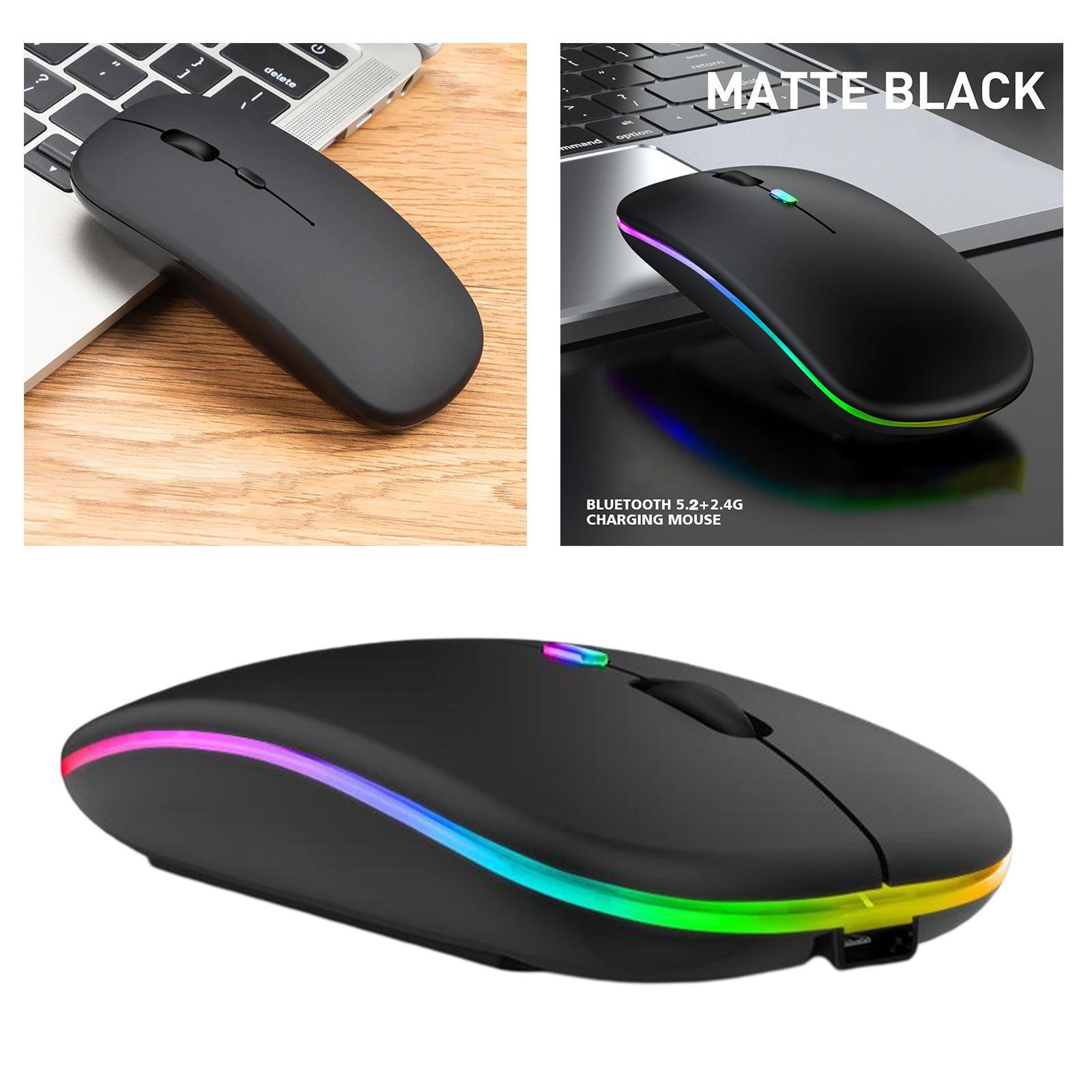 2xSilent LED Wireless Mouse Rechargeable Optical Office Laptop Black