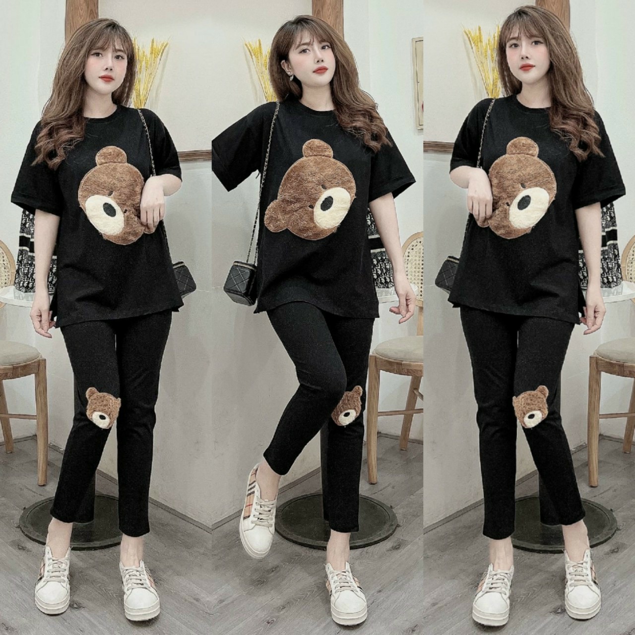 Đồ bộ thun form rộng gấu bông cao cấp