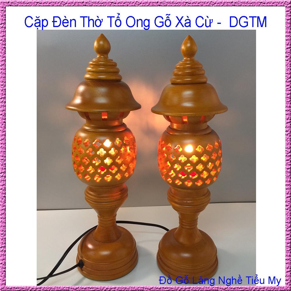 Cặp Đèn Thờ Tổ Ong, Đèn Được Làm Từ Gỗ Nguyên Khối, Được Phun Sơn PU 3 Lớp Hàng Đẹp