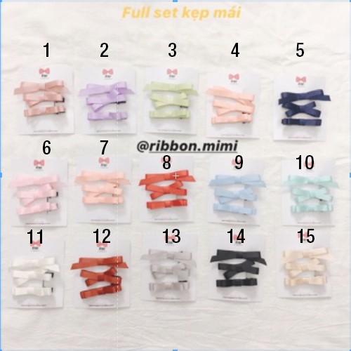 Kẹp Tóc Mái Nơ Set 3 cái Handmade Cao Cấp Ribbon.mimi Kẹp Mái