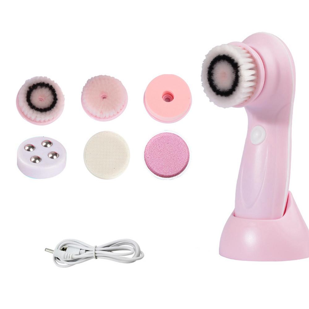 6 trong 1 Mặt Bộ Làm Sạch Da Mặt Xoay Vệ Sinh Làm Sạch Da Mặt Thiết Bị Với Chân Đế Chống Nước Làm Đẹp Da Mặt Bàn Chải Cọ Sạch