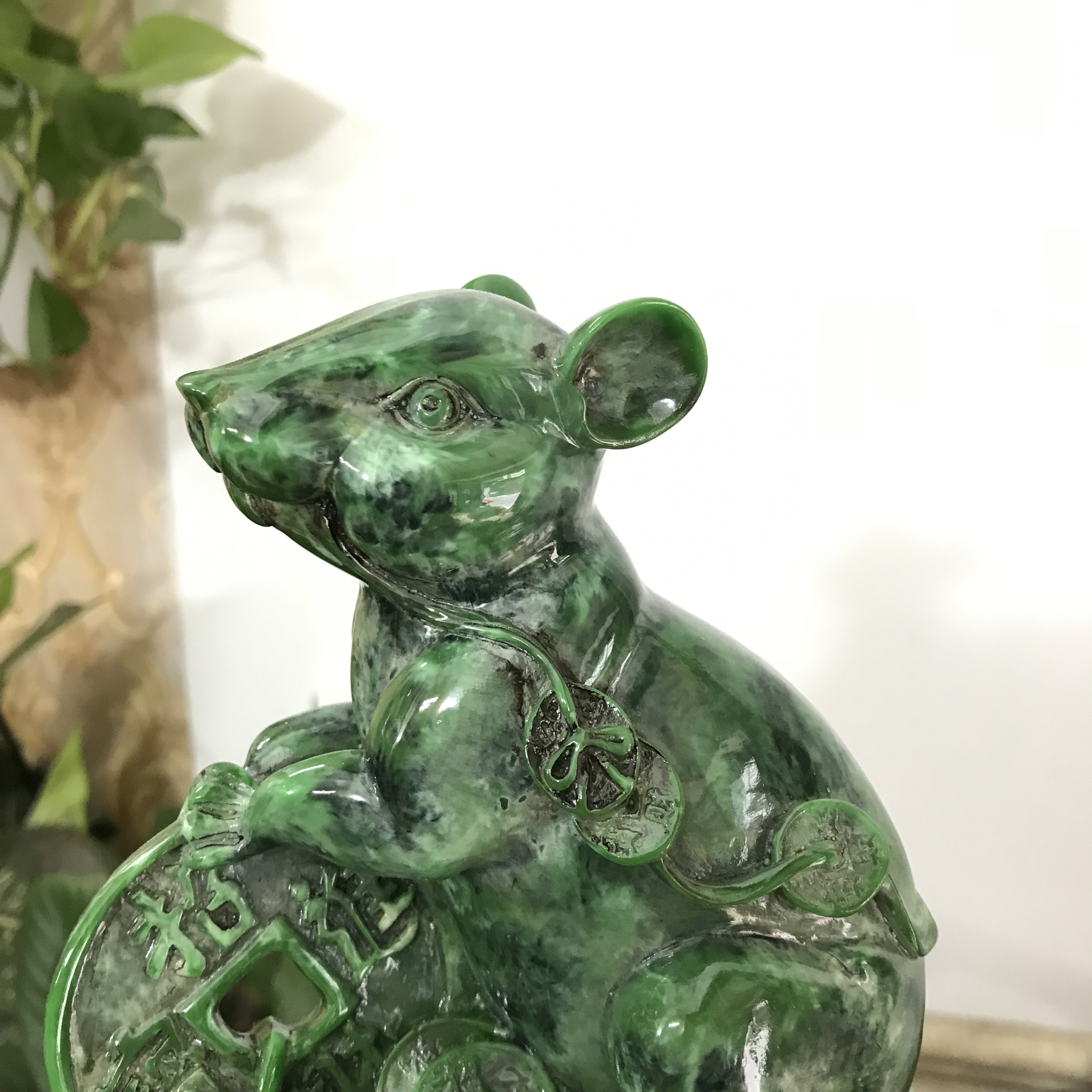 Tượng linh vật phong thủy con Chuột trang trí phong thủy bàn làm việc  - Chiều Cao 17cm - Màu xanh lục bích