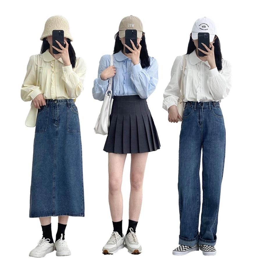 Hàng Quảng Châu45-70KG Áo sơ mi nữ áo kiểu tơ lụa pha cotton nude tay dài cổ bèo sơ mi dự tiệc công sở bigsize