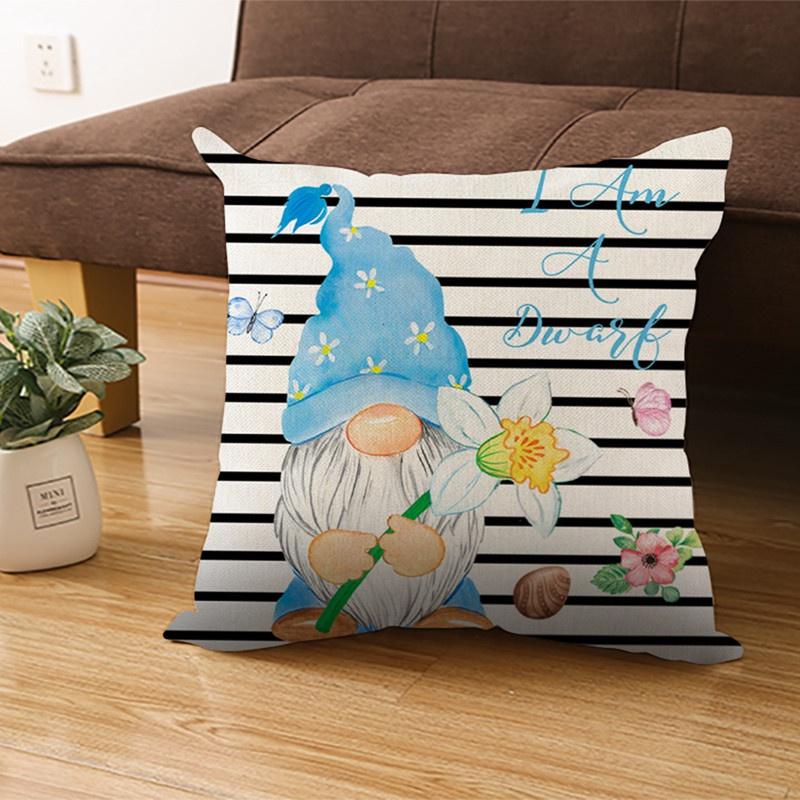 Vỏ gối vải lanh in hình thỏ Phục Sinh dễ thương