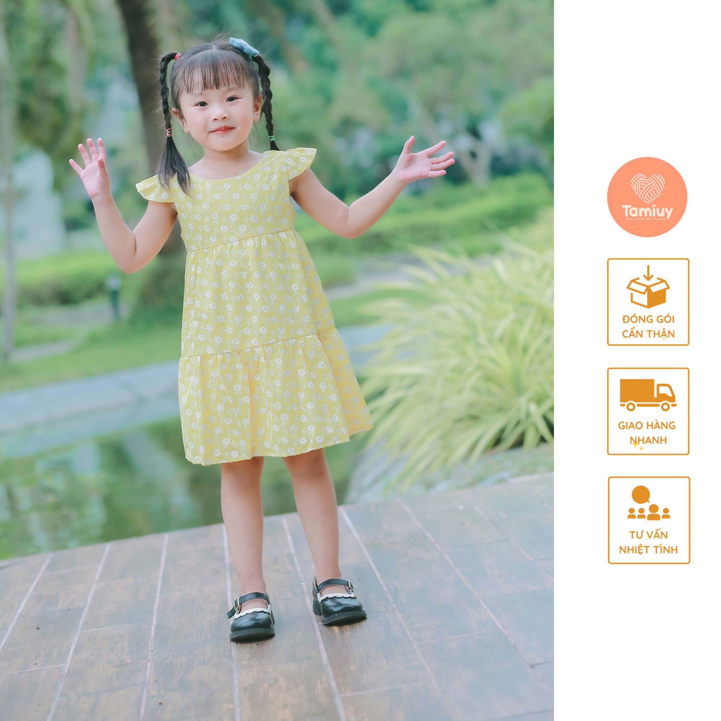 Đầm Baby Doll Hoa Cúc Tamiuy Dễ Thương Xinh Xắn Đáng Yêu Dành Cho Bé Gái Từ 1-10 Tuổi