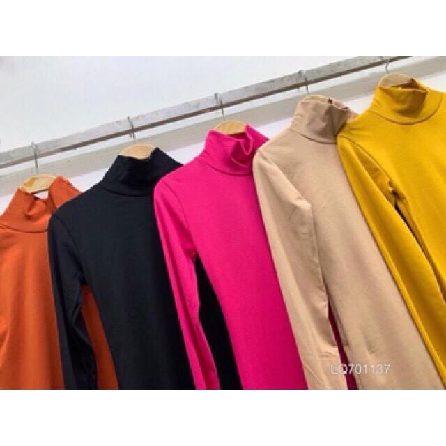 Đầm body tay dài cổ lọ vải dày dặn