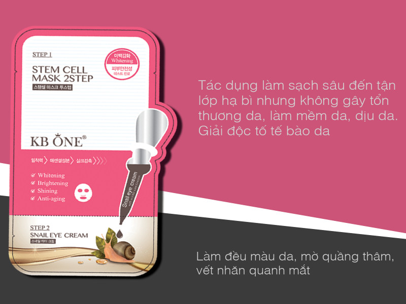 Mặt Nạ làm trắng mịn, chống lão hóa cho da, chống nhăn, thâm quầng mắt Hàn Quốc (Stem Cell Mask 2 Steps)