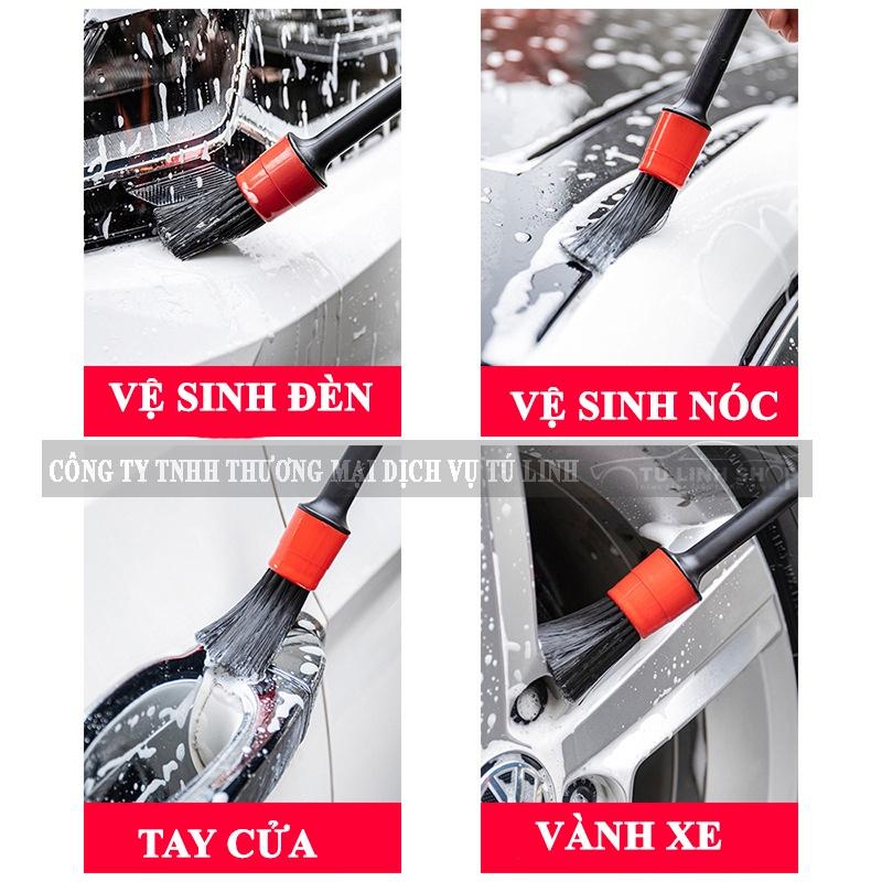 Bộ 5 Chổi Cọ Vệ Sinh Xe Ô Tô Đa Năng - Cọ Rửa Khoang Máy, Mâm Xe, Nội Thất