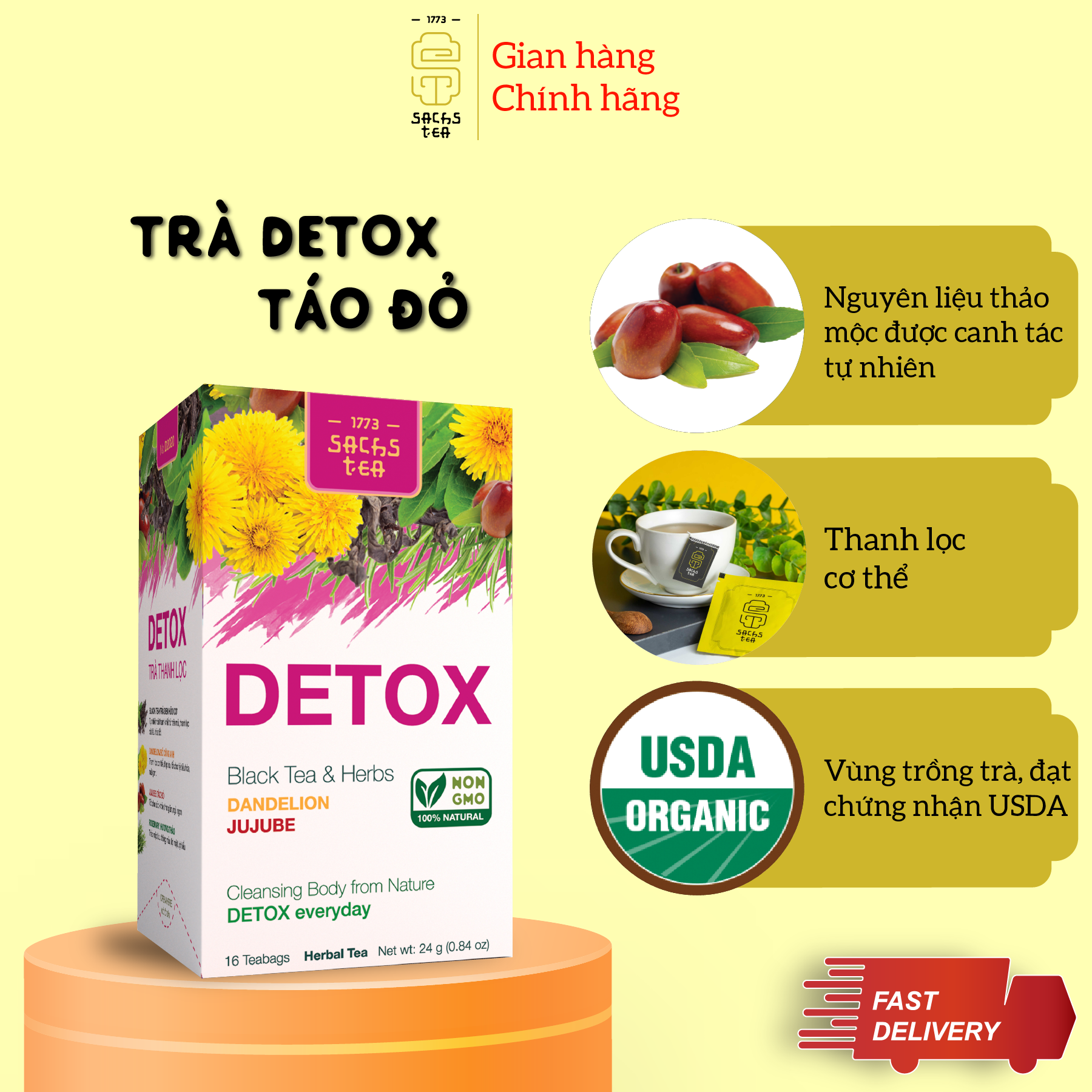 Trà túi lọc SACHS TEA Detox 16 túi/hộp