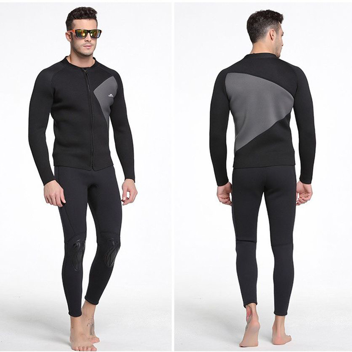 Men's 3mm Neoprene Long Sleeve Wetsuit Coat Thick Surf Snorkeling Top Diving Jacket