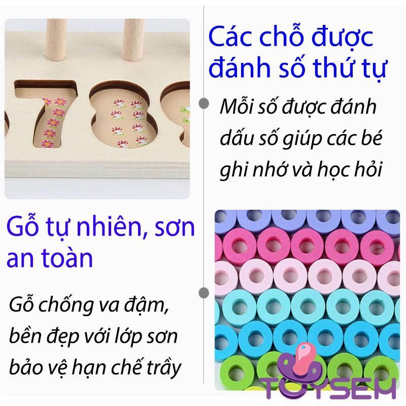 Đồ chơi bảng gỗ xếp ghép hình ghép số 2 dòng tập đếm - Quà tặng sinh nhật học số đếm cho trẻ em