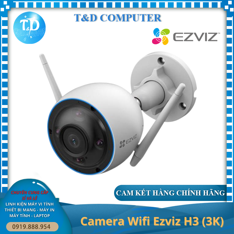 Camera không dây ngoài trời Ezviz CS-H3 3K 5MP, đàm thoại 2 chiều, phát hiện con người (Không thẻ) - Hàng chính hãng Anh Ngọc phân phối