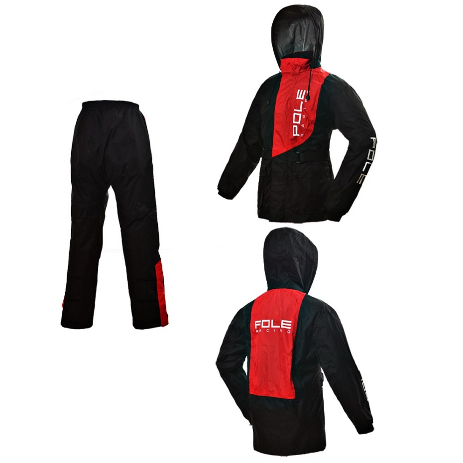 Áo mưa 2 lớp cao cấp Pole racing - Đen phối xanh - Size L: 70-75kg