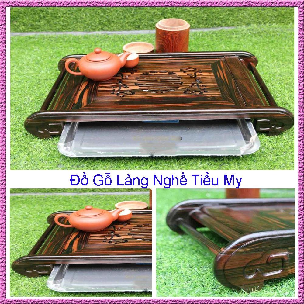 Khay trà chân Cuốn Thư gỗ Mun cực sang trọng, độc đáo. Cao Cấp - Khay Đựng Nước Inox 304