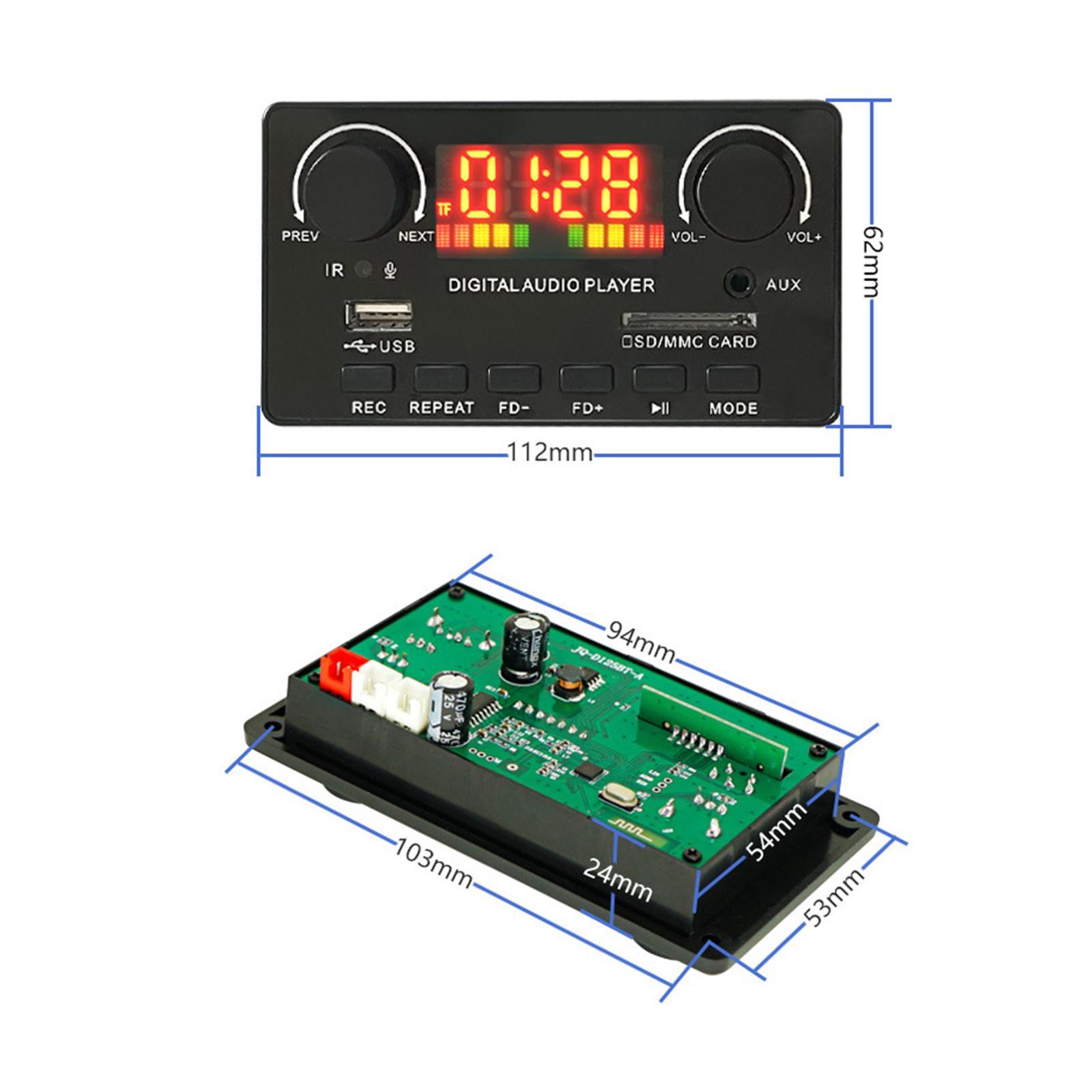 MP3 Board Audio Module, V5.0, Support Handsfree Recording, Jq-D125BT Lossless Audio Player MP3 WMA WAV Ape 2x40W