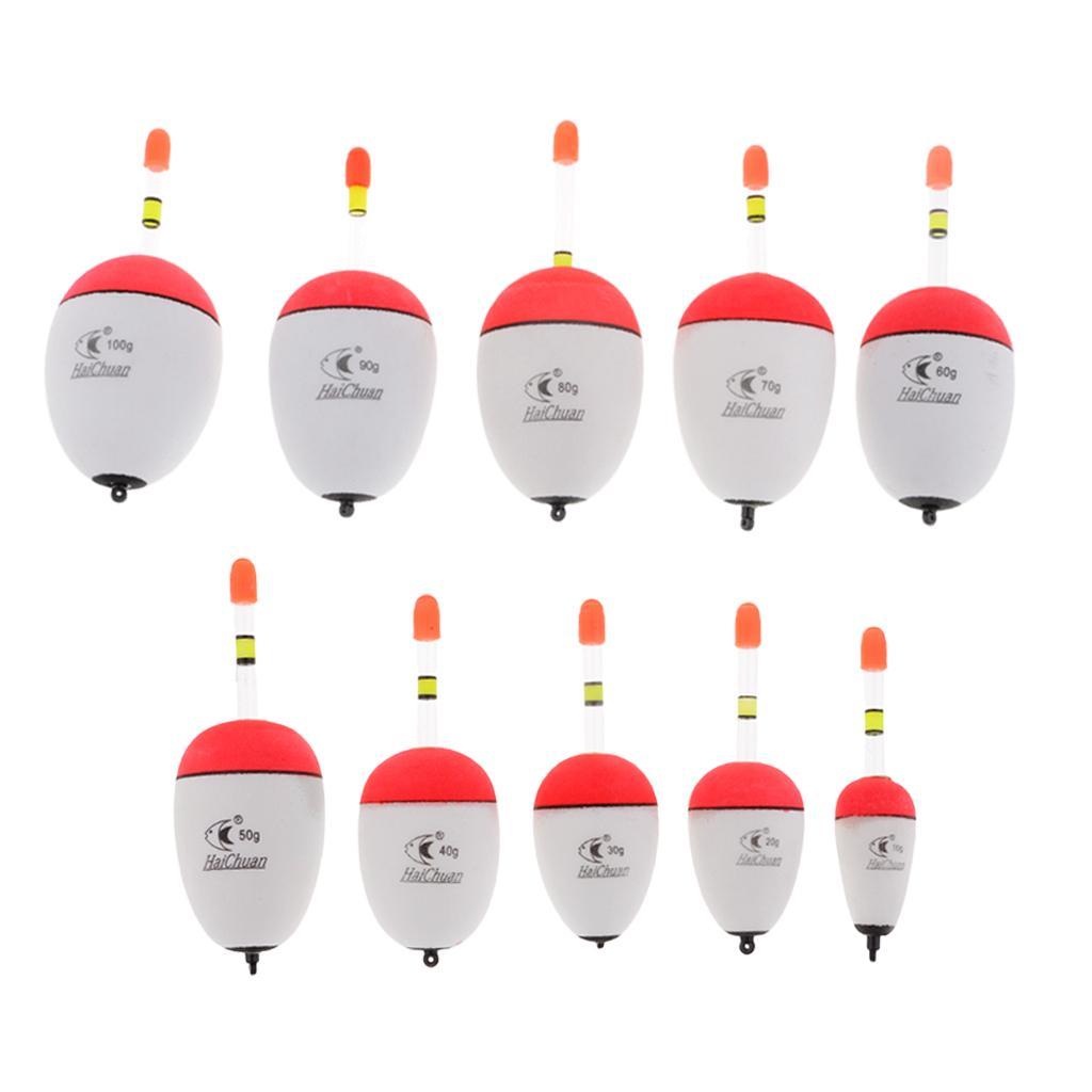 Set of 10pcs Luminous Sea Rock Fishing Bobbers EVA Foam Float Fishing Floats