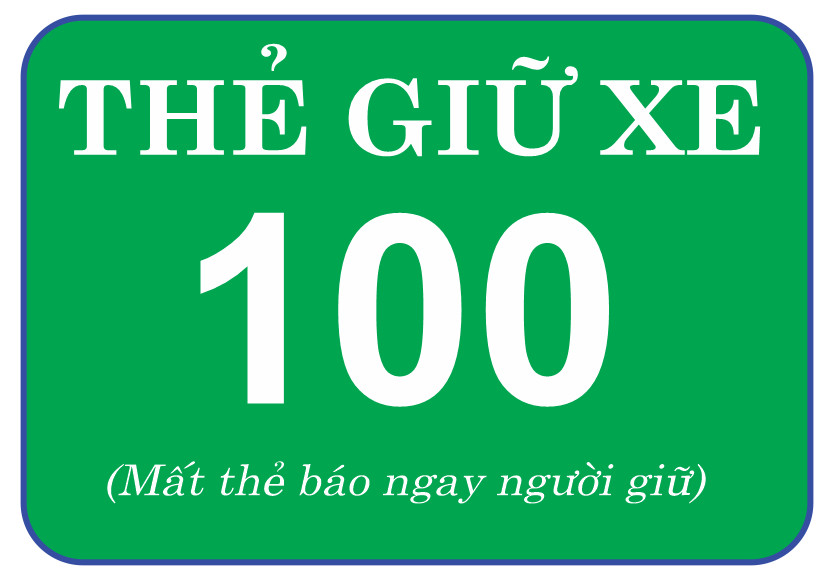 100 thẻ giữ xe , in số, không in thông tin, ép plastic giao màu ngẫu nhiên