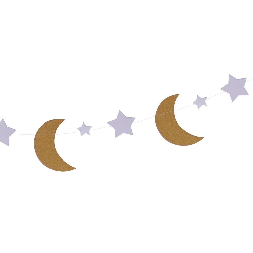 Glitter Moon & Star Bunting Banner for Kids Room Nursery Hanging Decoration