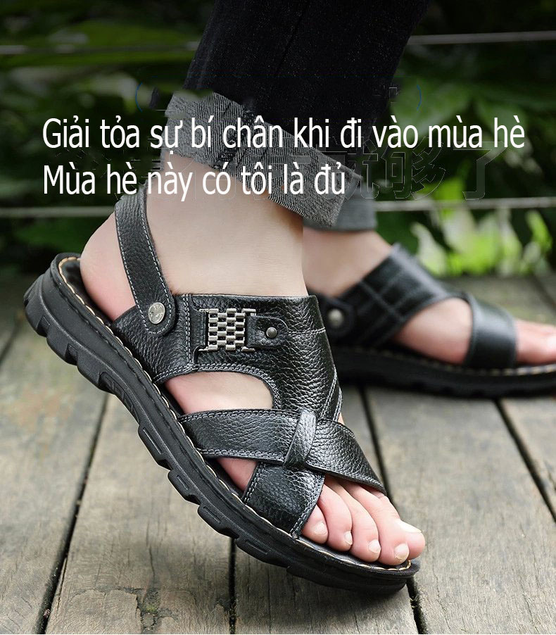 Dép quai hậu nam da bò thật phong cách thời trang đế mềm kiểu dáng mới nhất phiên bản Hàn Quốc mã 692  - Nâu - 41